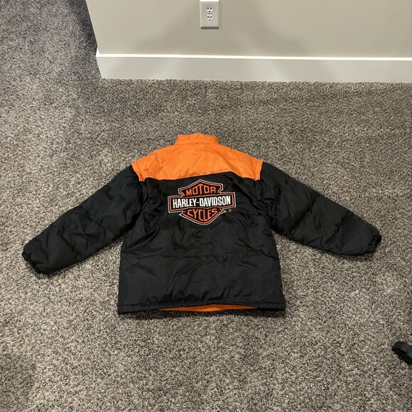 Harley Davidson Puffer Jacket Youth Large Detachable Hood & Sleeves Down - Picture 3 of 8